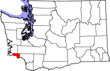 State map highlighting Wahkiakum County