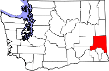 State map highlighting Whitman County