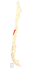 Range of Rhinoderma rufum (in red)