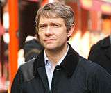 Martin Freeman filming Sherlock