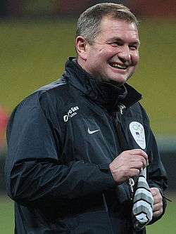 Matjaž Kek as head coach of Slovenia national football team during the team's practice at the Luzhniki Stadium in Moscow.