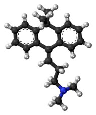 Ball-and-stick model of the melitracen molecule