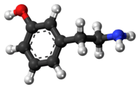 Meta-Tyramine ball and stick model