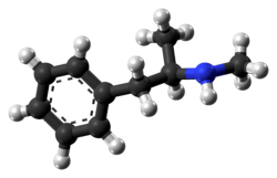 Ball-and-stick model of the methamphetamine molecule