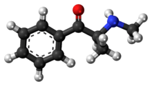 Ball-and-stick model of the methcathinone molecule