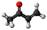 Ball-and-stick model of the methyl vinyl ketone molecule