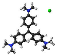 Ball-and-stick model of crystal violet as a chloride salt