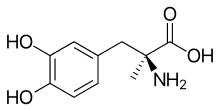 Skeletal formula of methyldopa