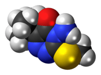 Space-filling model of the metribuzin molecule