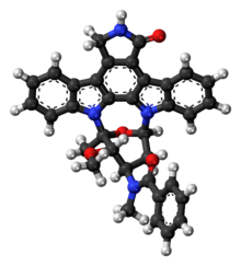 Ball-and-stick model of the midostaurin molecule