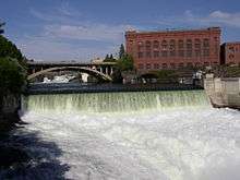 The Monroe Street Dam falls on the Spokane River