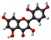 Ball-and-stick model of the morin molecule