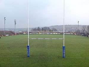 A view down hill from behind the posts at Mount Pleasant.