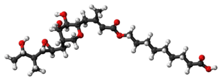 Ball-and-stick model of the mupirocin molecule