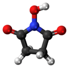 Ball-and-stick model of the N-hydroxysuccinimide molecule