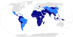 Map of the world indicating members and observers of the Non-Aligned Movement