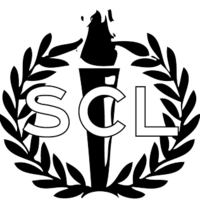 A torch surrounded by a laurel wreath with the letters SCL imposed over them