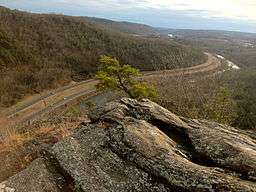 Mountain vista with highway