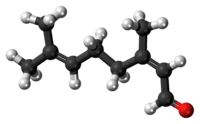 Ball-and-stick model of the neral molecule