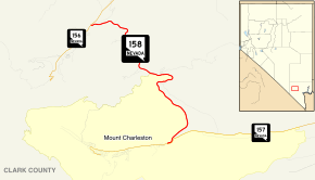 Nevada State Route 158 connects SR156 and SR157 in the Spring Mountains