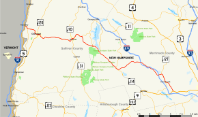 Map of New Hampshire Route 103