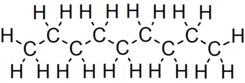 Skeletal formula of nonane with all implicit carbons shown, and all explicit hydrogens added