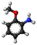 Ball-and-stick model of the o-anisidine molecule