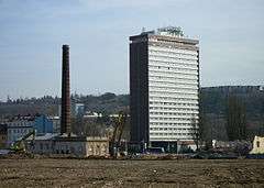 The Hotel Olympik overlooks the Karlin area of Prague.