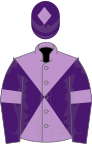 Mauve and purple diabolo, purple sleeves, mauve armlets and diamond on purple cap