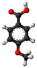 Ball-and-stick model of the p-anisic acid molecule