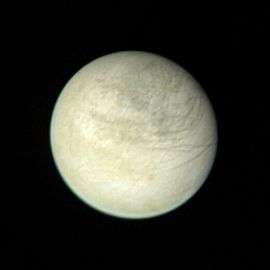 Europa as seen from Voyager 1 at a distance of 2.8 million km