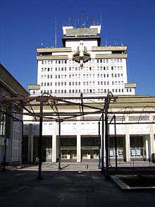 Large, white Stalinist-style building