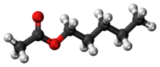 Ball-and-stick model of the amyl acetate molecule