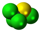 Space-filling model of the perchloromethyl mercaptan molecule