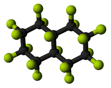 two six-membered rings joined on a side, all F substituted