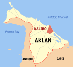 Map of Aklan showing the location of Kalibo