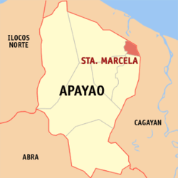 Map of Apayao showing the location of Santa Marcela