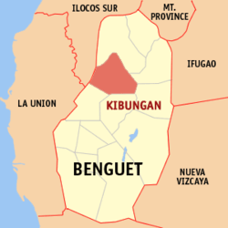 Map of Benguet showing the location of Kibungan