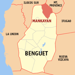 Map of Benguet showing the location of Mankayan