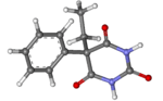 3D ball-and-stick model of phenobarbital