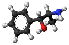 Ball-and-stick model of the phenylpropanolamine molecule