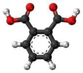 Ball-and-stick model of the phthalic acid molecule