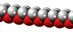 Space-filling model of a polyoxymethylene chain