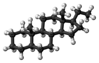 Ball-and-stick model of the pregnane molecule