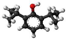 Ball-and-stick model of propofol