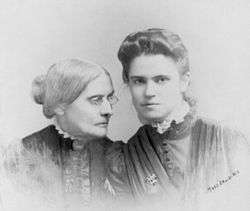 Rachel Foster Avery (right) and Susan B. Anthony