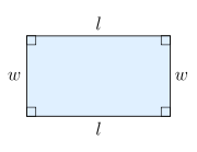 A rectangle with length and width labelled