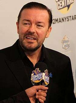 Ricky Gervais at Comedy Central's "Night of Too Many Stars" in 2010.