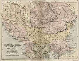 A colored political map of Balkans during the first century.