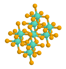 A ball-and-stick chemical model of a rutile crystal